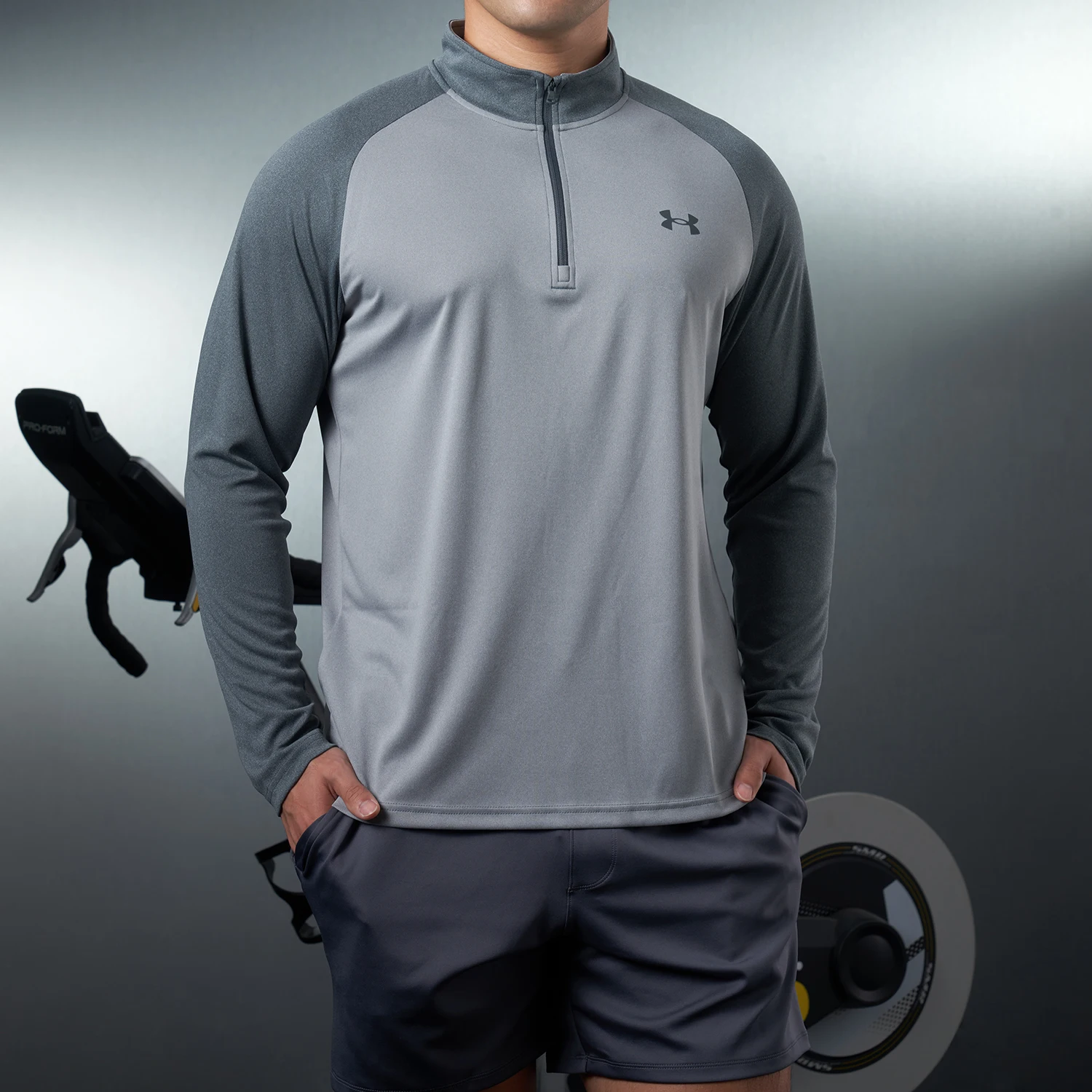 ملابس رياضية رجالية من Under Armour للتدريب على اللياقة البدنية والجري وتجفيف سريع وقابل للتنفس وياقة واقفة وأكمام طويلة 1375435-036 #3