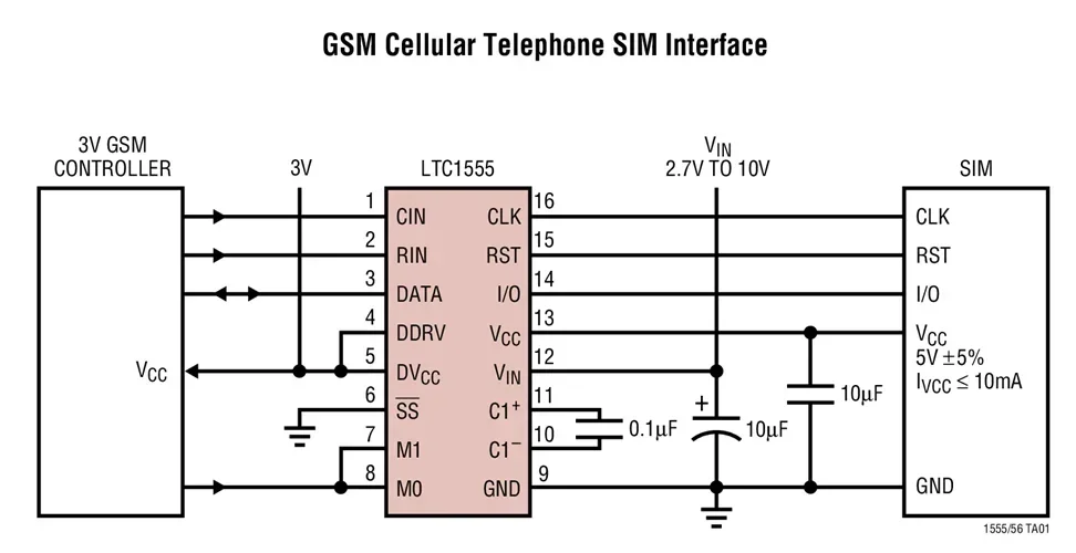 LTC1555 LTC1555CGN LTC1555IGN - SIM Power Supplyand Level Translator