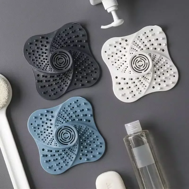 Bathroom Sink Drain Silicone Hair Filter Kitchen Deodorant Garbage Filter Pad Suction Cup Floor Drain Sink Hair Filter