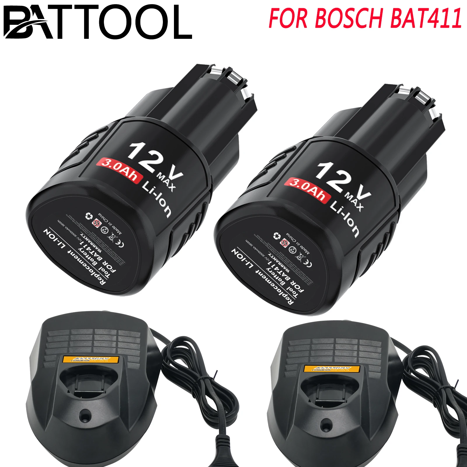 Battery For Bosch BAT414 10.8V 12V 3000mAh BAT412A BAT411 BAT412 D-70745GOP 2607336014 Li-ion Tool batteries Rechargeable