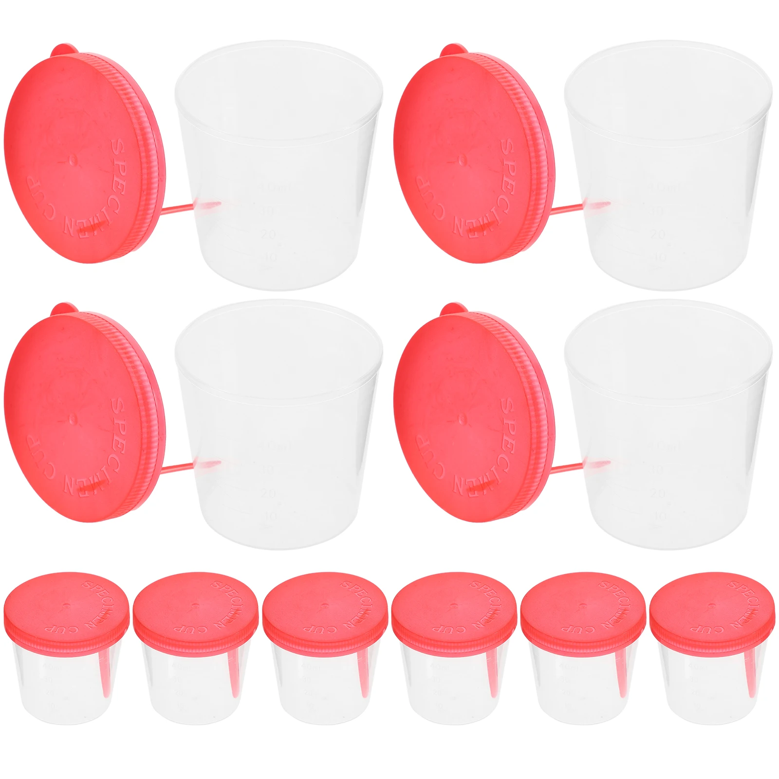 

10pcs Disposable 40ml Specimen Collection Cups Pee Cup With Lids Plastic Sample Cups Lids Measuring Scale for Medical Use