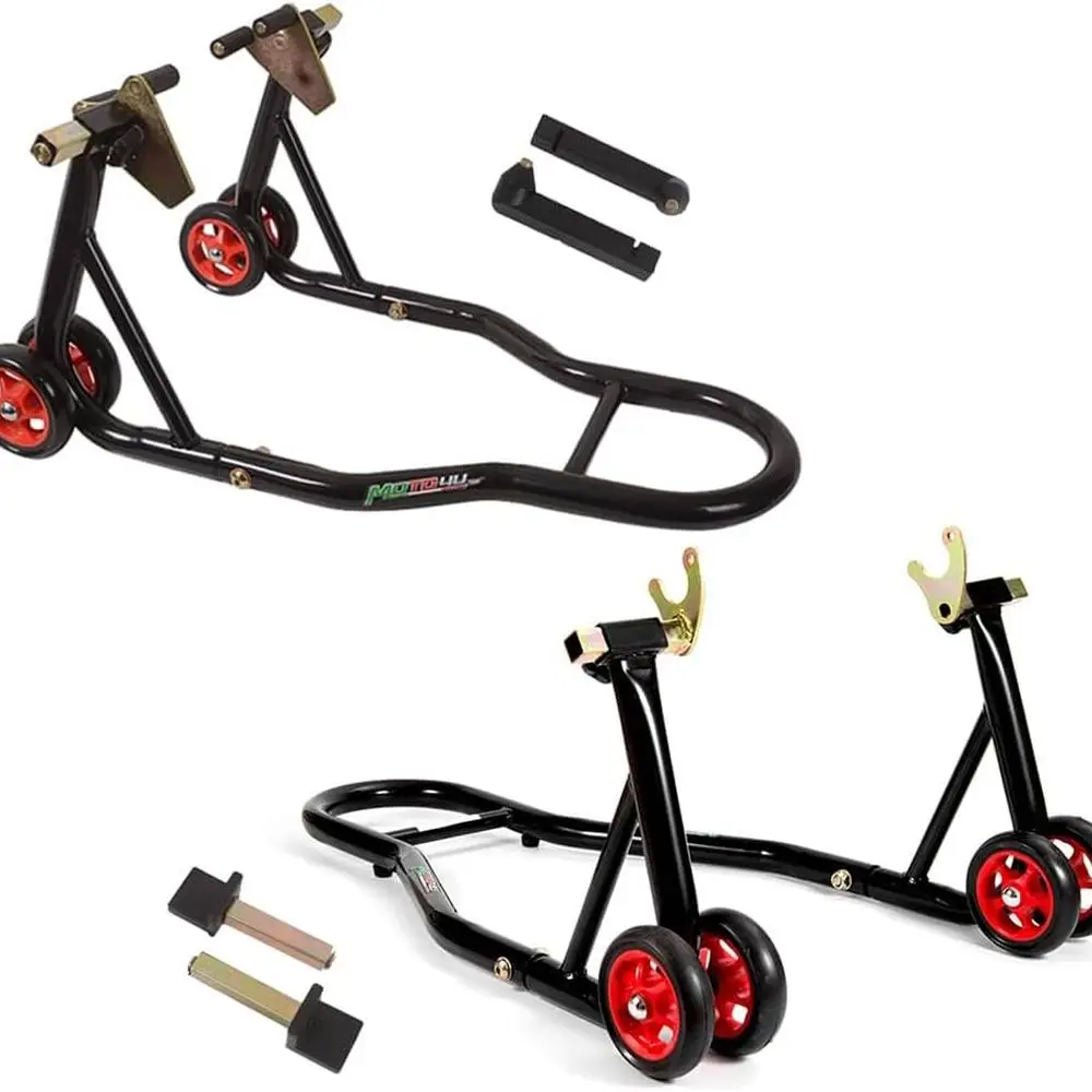 

Front & Rear Stand, Combo Stand Universal Wheel Lift Stand, Swingarm Spool Lift Stand, Paddock Stand (Red Wheel)