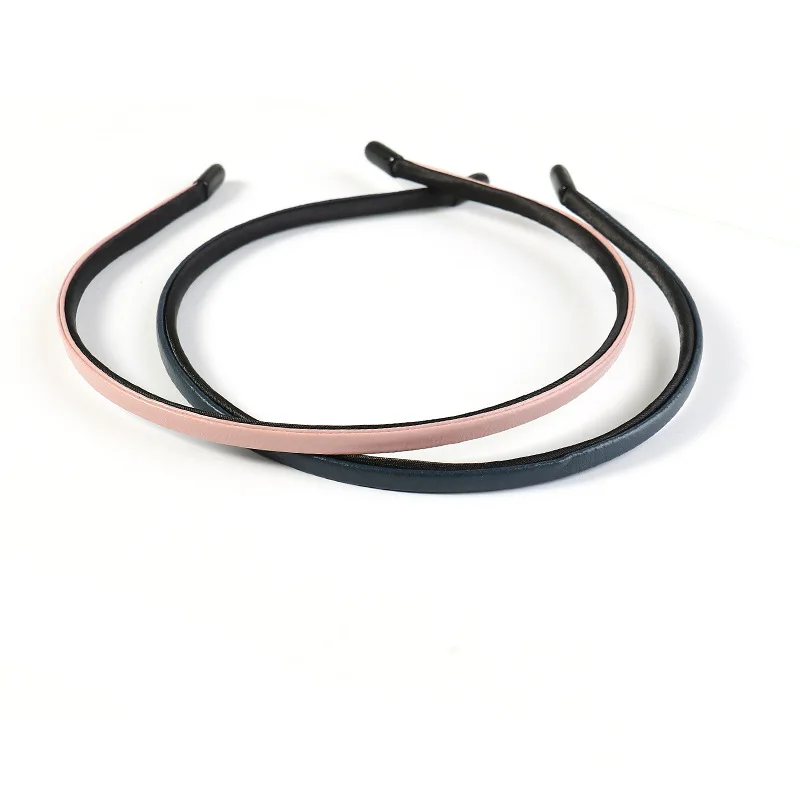 New Women Vintage Pu Leather Plain Thin Hairbands Simple Handmade Solid Headwraps Washing Headbands Elegant Hair Hoop