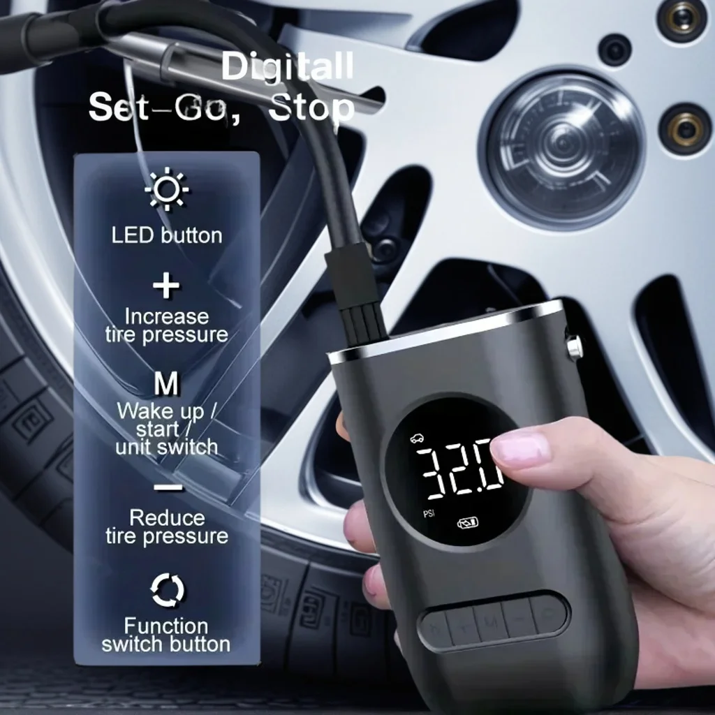 

Портативный автомобильный воздушный насос - беспроводной цифровой насос для накачивания шин