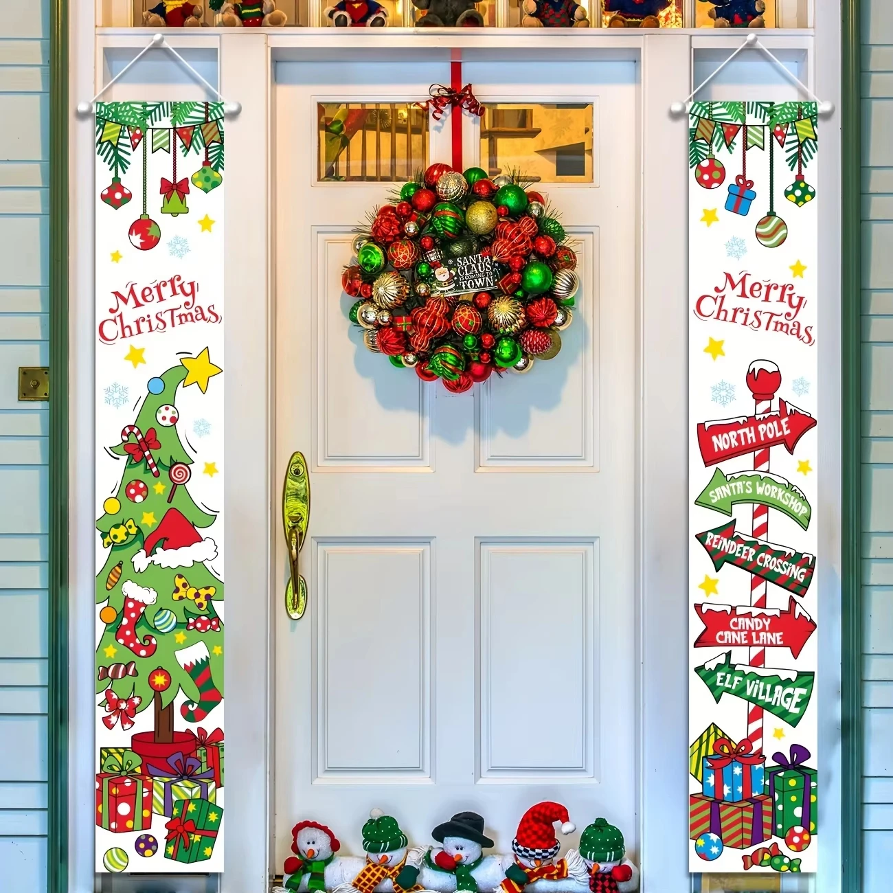 Whoville زينة عيد الميلاد علامة الشرفة عيد الميلاد- مرحبا بكم في زينة باب عيد الميلاد Whoville خلفية لافتة معلقة #1