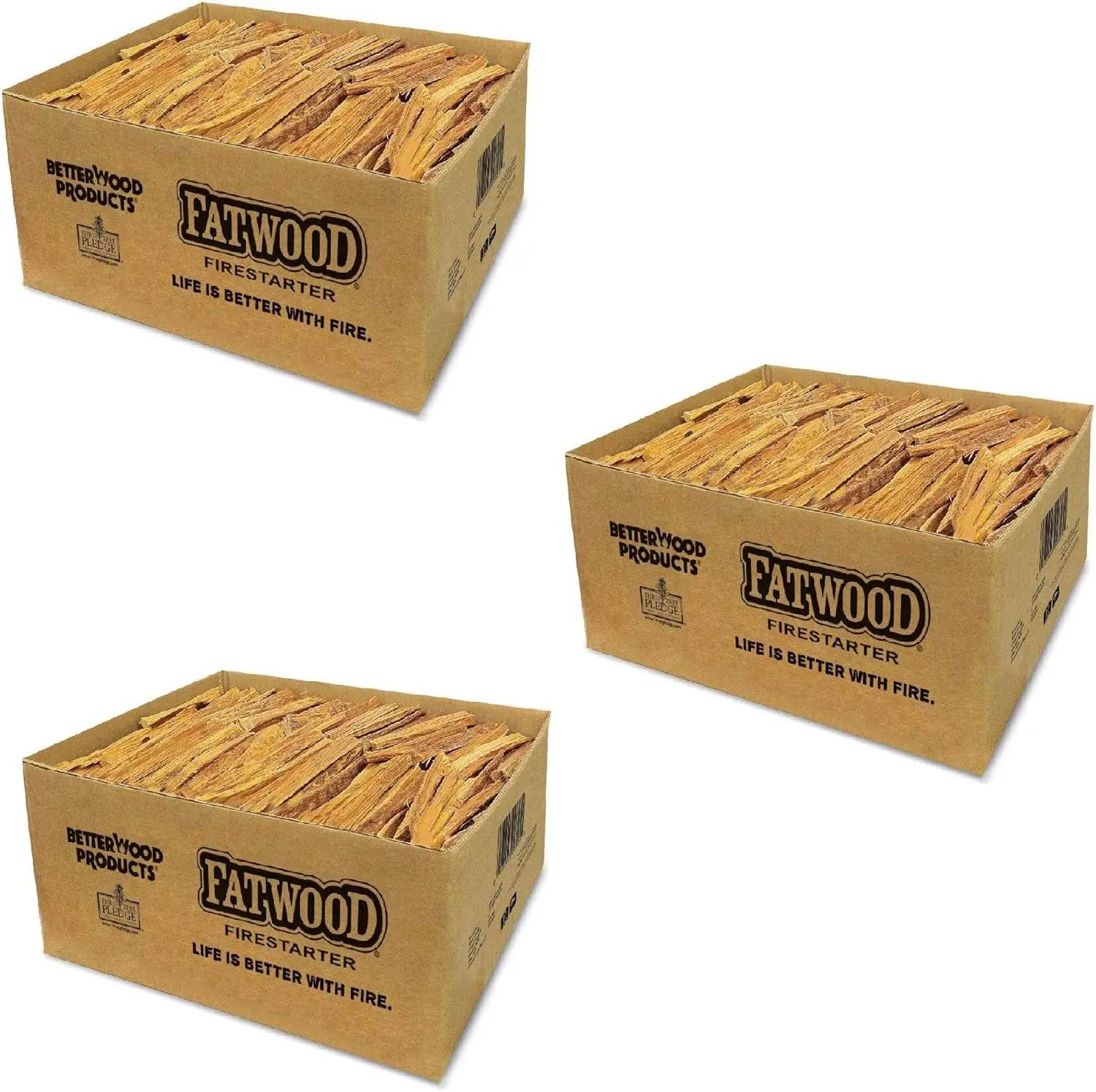 3 Pack Fatwood Fire Starter Sticks, Fireplace & Campfires, 50 Lbs