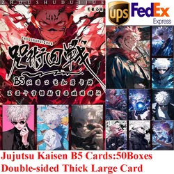 Nowe Jujutsu Kaisen B5 dwustronne grube karty Anime Gojo Satoru Fushiguro w kształcie krzyża laserowe szkło łączenie karty z efektem zabawki