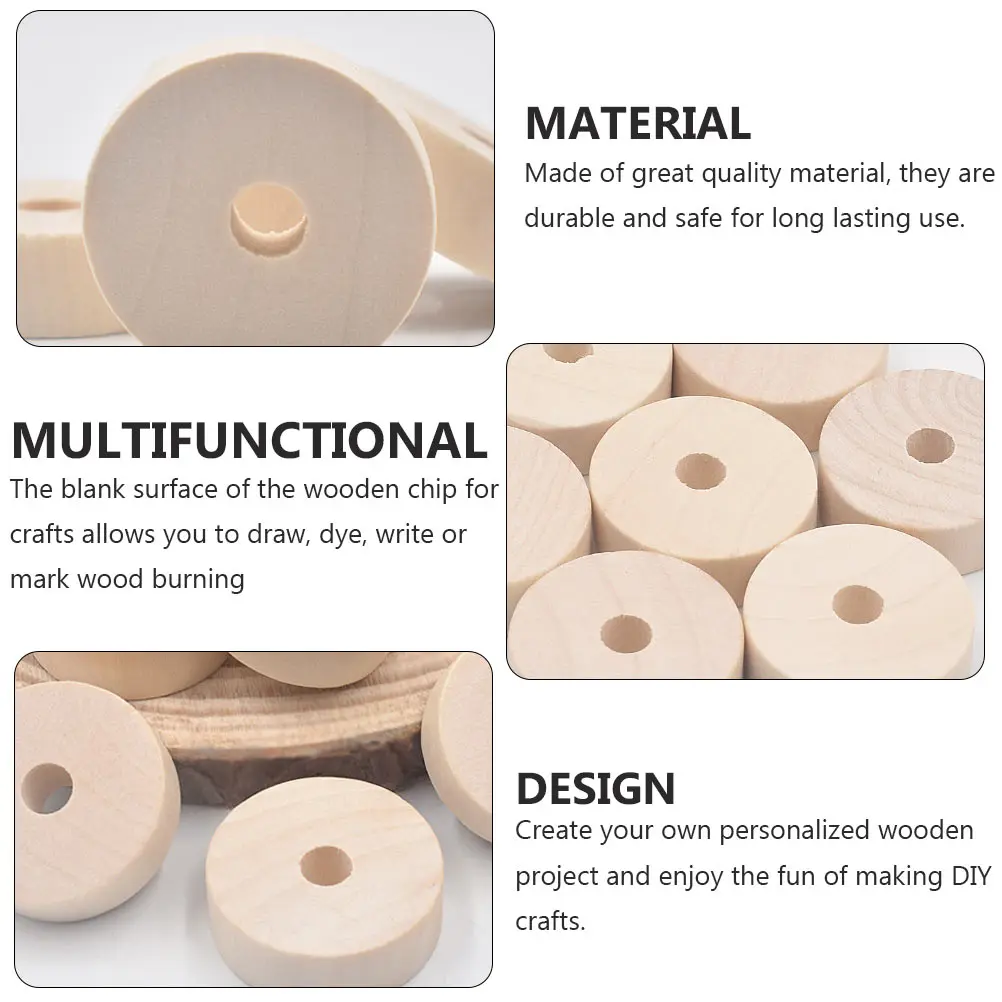 

50pcs Round Wooden Chip Unfinished Wood Wheel Diy Crafts Wood Burning Painting Writing Dyeing Projects Blank Log Wheel Kids
