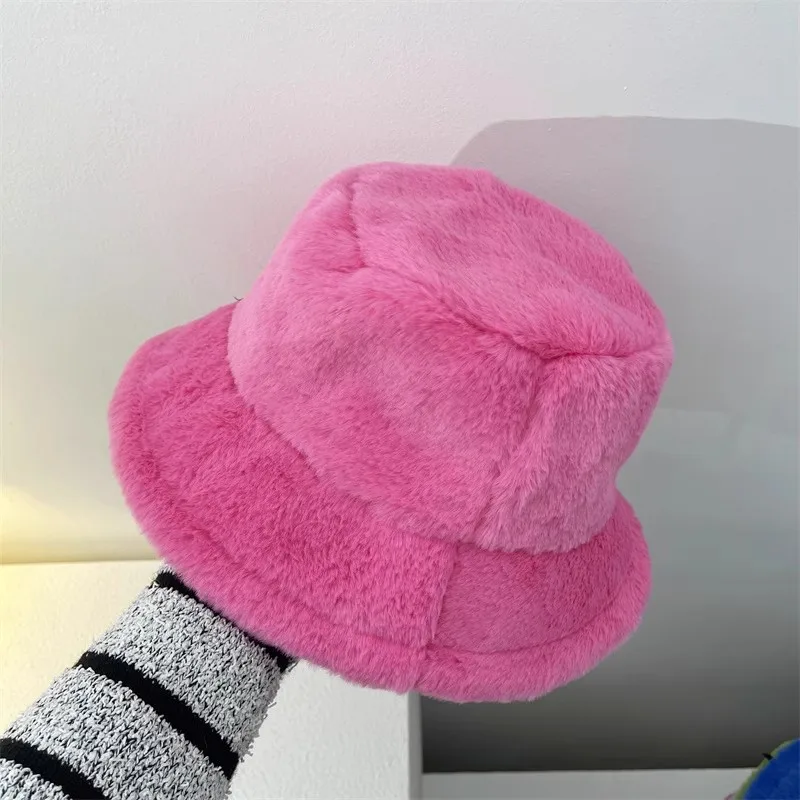 Multi -color Thickening Wool Bucket Hat Autumn Winter Warm Plush Fashion Velvet Panama Casual Hats for Ladies Fisherman Caps