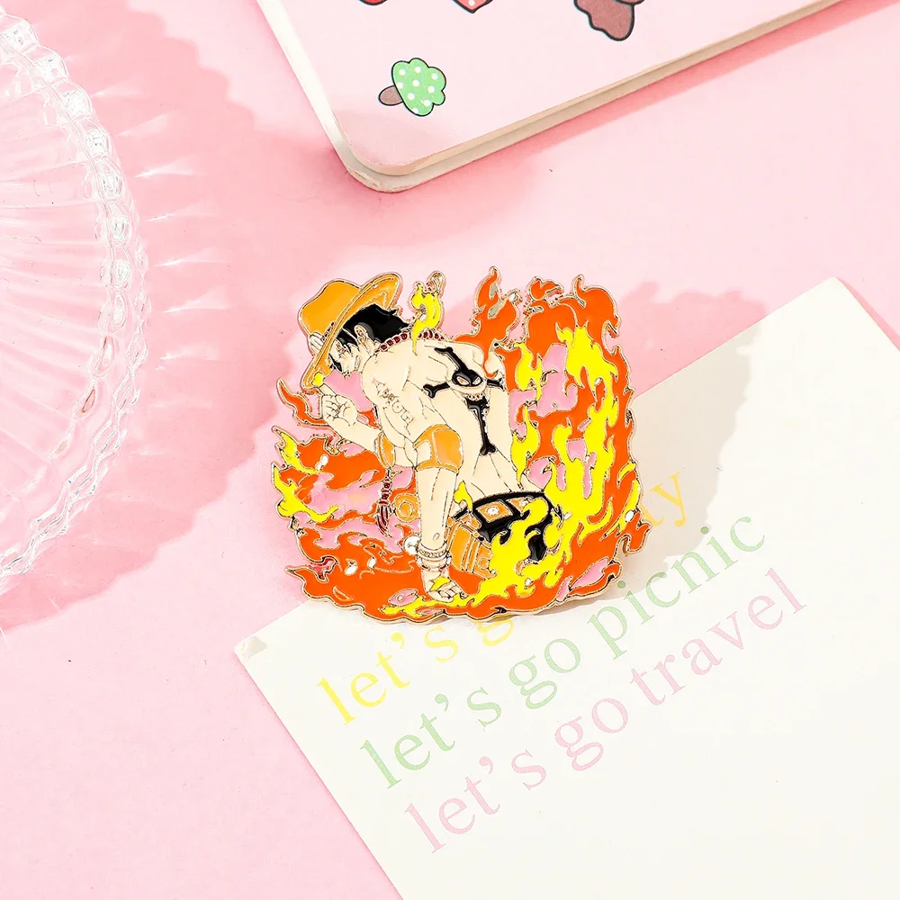 1 Pc Classics Anime Brooch Personality Ace Character Enamel Pin Metal Badge Jewelry Backpack Clothing Accessories Gift view 2