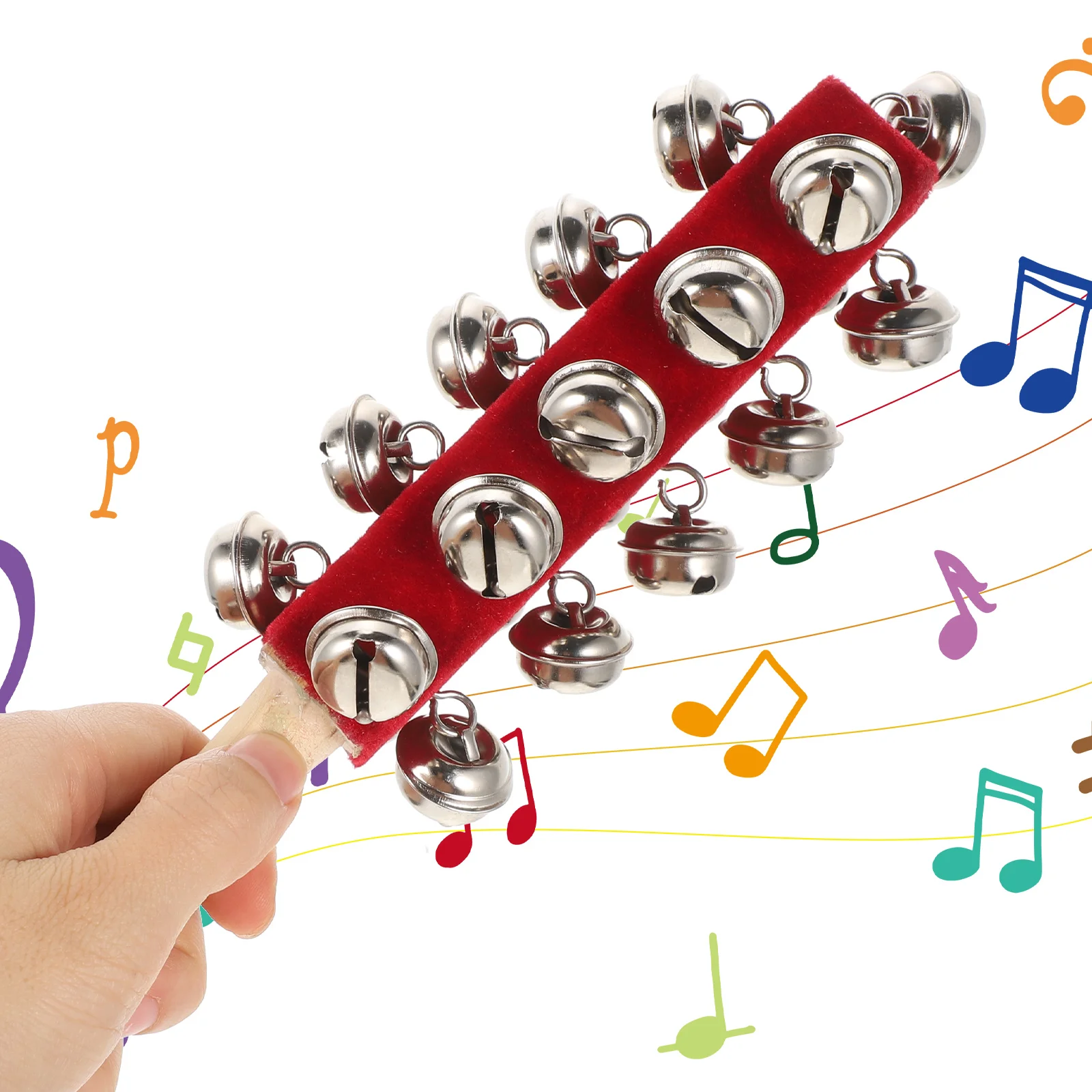 Conjunto de sino portátil de tecido vermelho, 4 unidades, instrumentos musicais para crianças, sinos de madeira, chocalhos, educação precoce, brinquedos, presentes de percussão