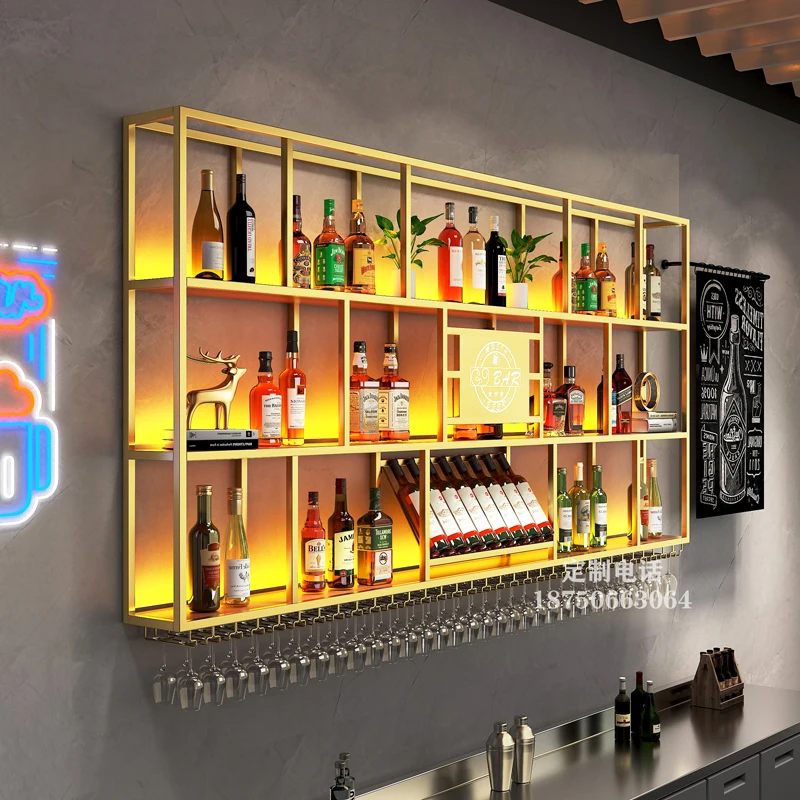 Dining Room Commercial Bar Cabinet Industrial Hanging Drink Retail Wine Cabinet Coffee Modern Armario Para Vinos Hotel Furniture