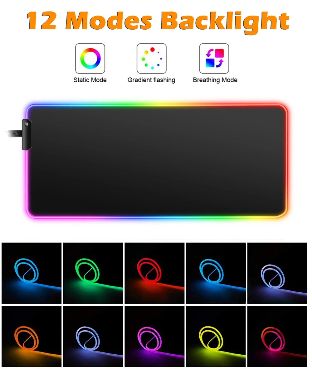 

Светодиодный коврик для мыши, модный коврик для мыши в стиле аниме RGB, игровые аксессуары с подсветкой, компьютерная геймерская клавиатура, бытовой настольный коврик для мыши