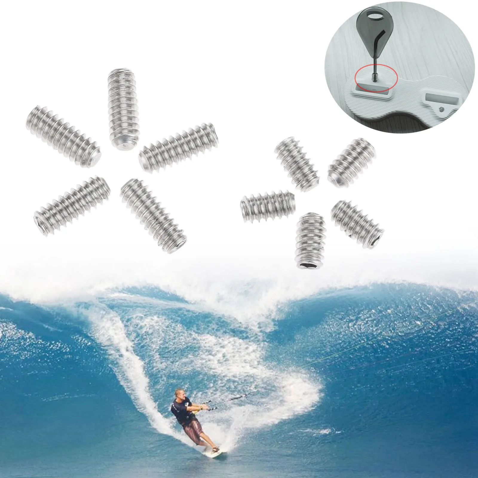 50pcs 9mm/12mm Surfboards Fin Screws Stainless Steel Stripped Longboard Surf Board Fins Plugs Rudder Screw Surfing Accessories