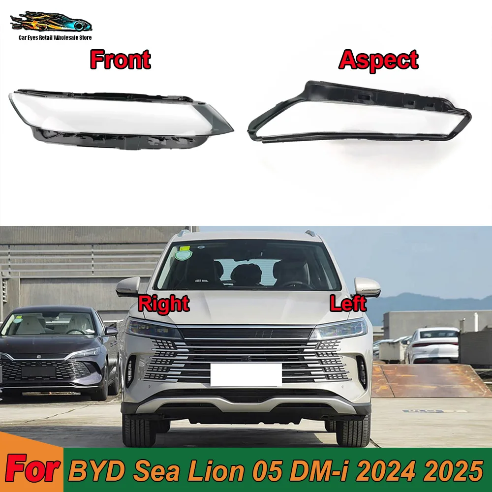 

Car Front Headlight cover For BYD Sea Lion 05 DM-i 2024 2025 Accessories Vehicles Transparent PC Material Headlights Glass Shell