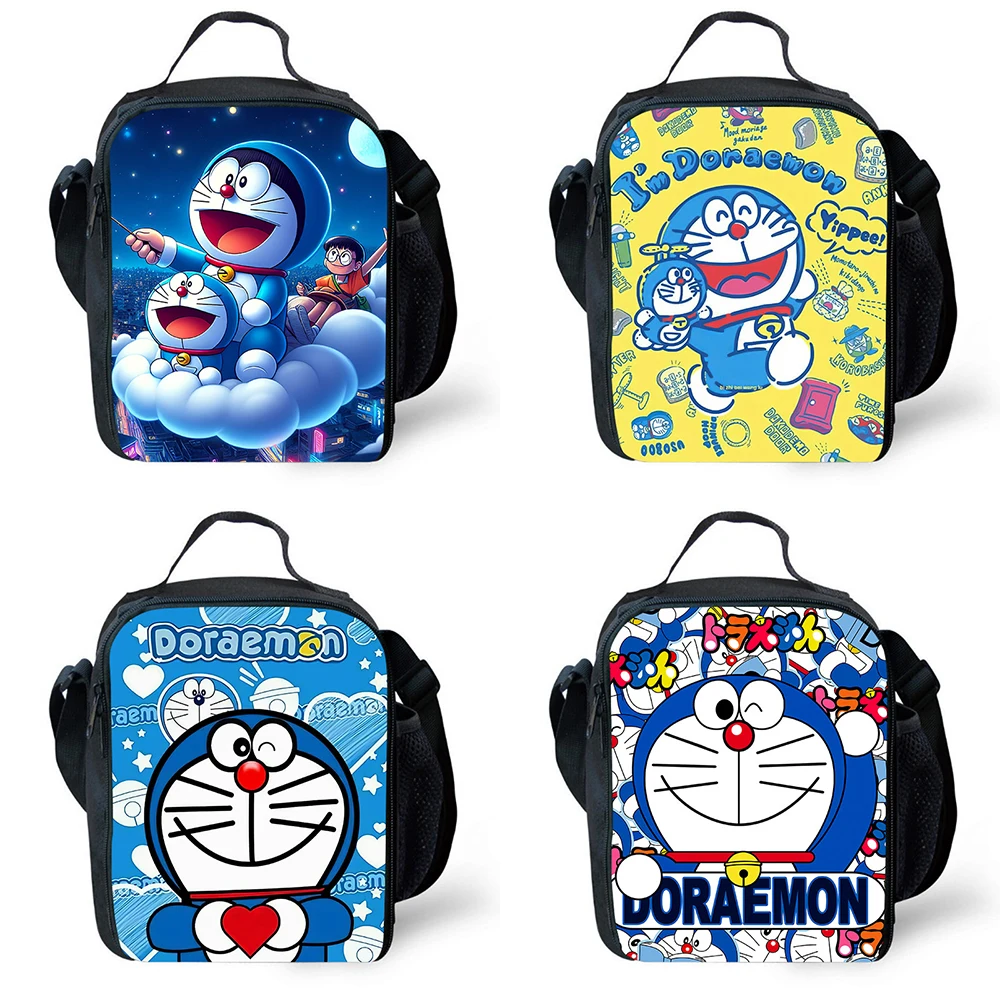 Anime Dorae-mon Lunch bags for Child,Cartoon School Picnic Bags for Girls Boys,Large Capacity Kids Cooler Bags for 4-10 years