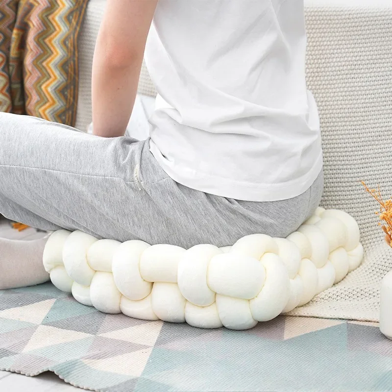 Floor Futon Seat Cushion Detachable Butt Cushion Twist Woven Cushion Tatami Mat Lazy Sofa Yellow Throw Pillow Back Cushion
