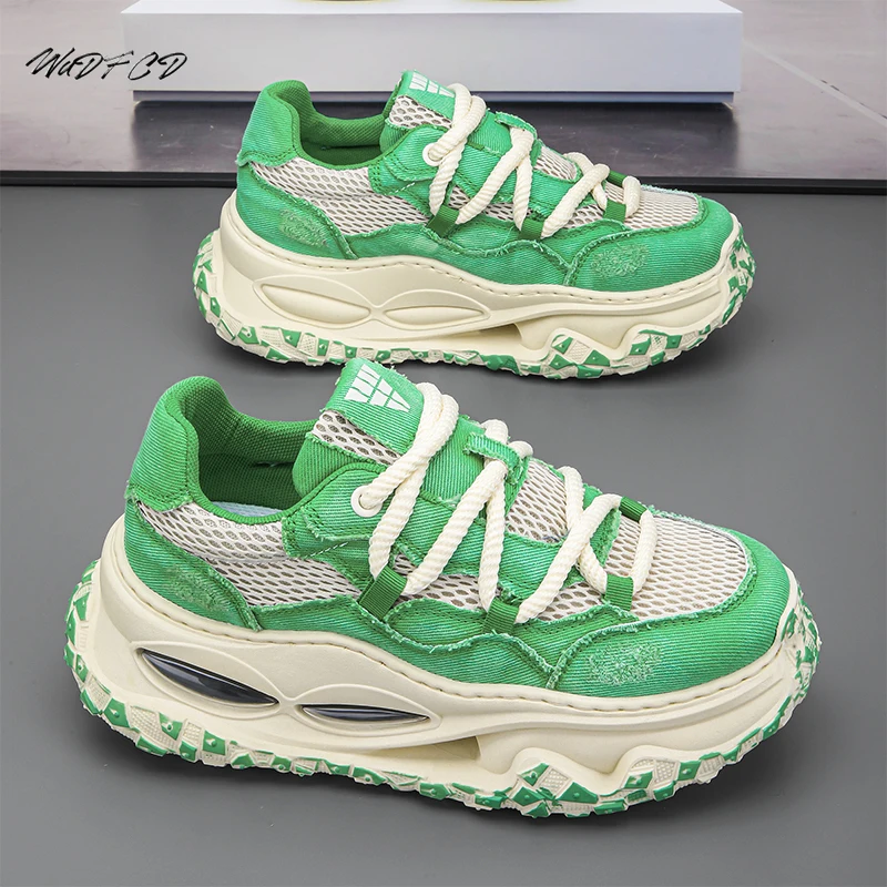 

Массивные кроссовки, мужские дизайнерские легкие подходящие спортивные туфли, модные повседневные туфли из кожаной ткани, дышащие туфли на платформе с увеличенной высотой