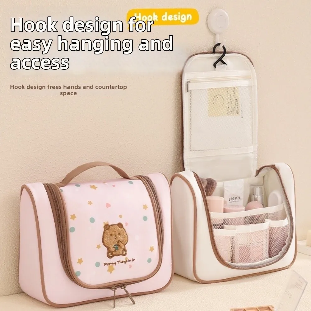 Waterproof Hanging Makeup Bag With Hook Can Hanging Toiletry Pouch Large-capacity Multifunctional Cosmetic Bag Travel Use