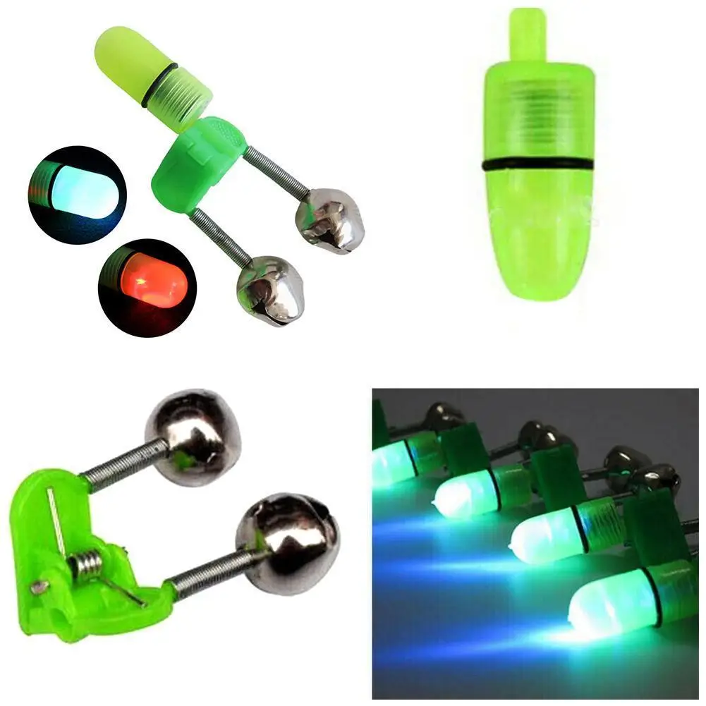 Yfashion LED Night Fishing Rod Bite Bait Alarm  Light Twin Bells Clip Alerter Lightweight Portable Camping Equitment