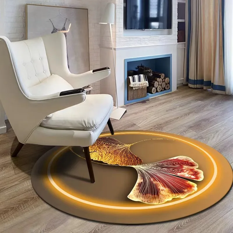

Gorgeous Round Floral Rug Home Anti-slip Light Luxury Floor Mats Bedroom Carpets For Living Room Decoartion Child Play Area Rugs