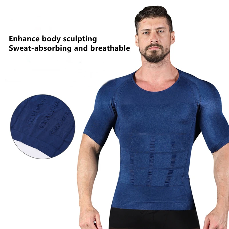 Men\'s Body Shaper T-Shirts Short Sleeves Corset Stomach Body Shapers Sports Stretch Men\'s Shapewear Short Sleeves Tank Tops