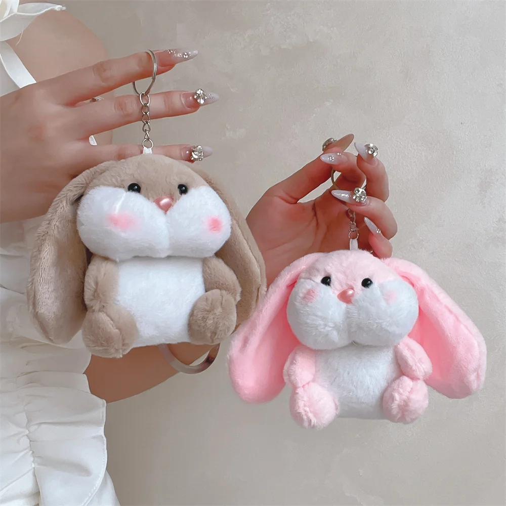 Funny Fluffy Plush Warm Women Girls Cover For Airpods Pro 4 3 2 1 Air Pods Pro2 2nd 3rd Generation Cute Rabbit Earphone Case