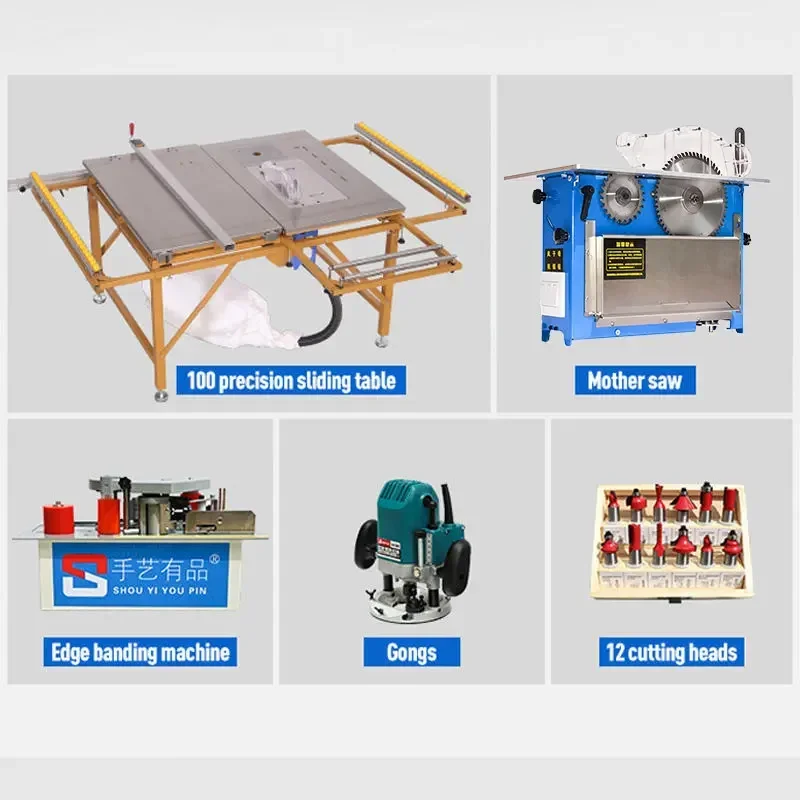 combination woodworking machines Portable Panel Saws Wood Cutting Slide sawing Circular saw table