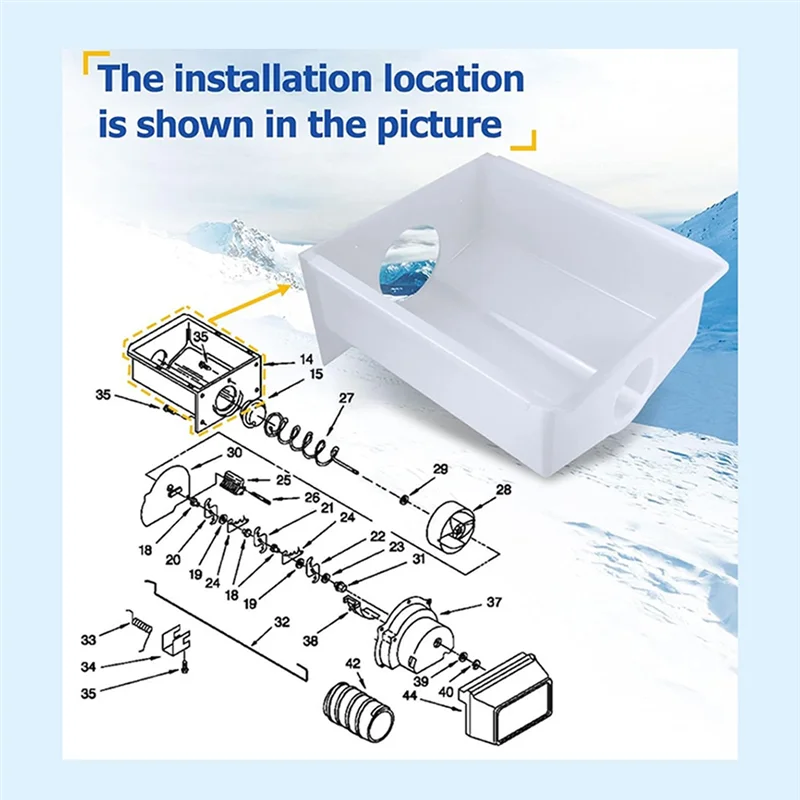 

AT44-W10670845, WPW10670845 Refrigerator Ice Bucket For 2196091, 1115342, 1115372, 2152701, 2152702 White