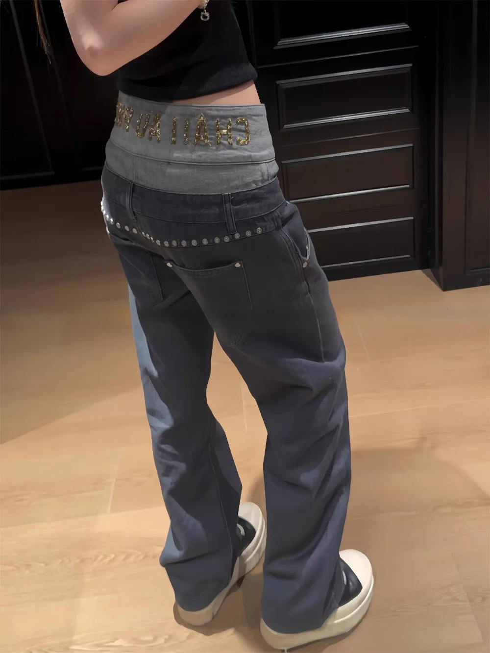 

Women's Cargo Baggy Embroidery Jeans Y2K American High Street Harajuku 2000S Streetwear Aesthetics Vintage Jeans Pants Clothing