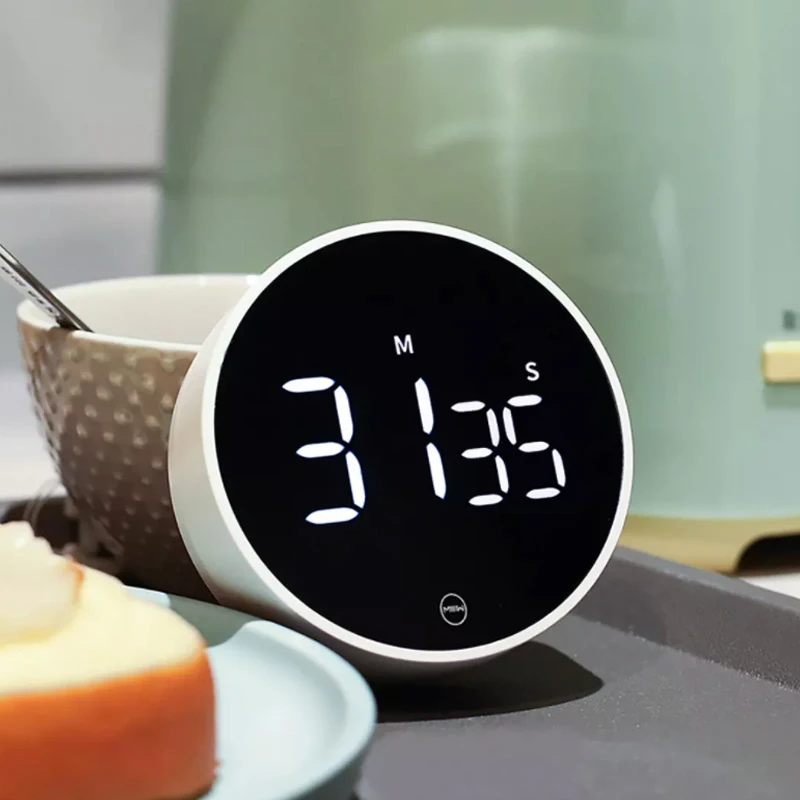 Miiiw Digital Kitchen Timer Magnetic Countdown Timer with 3 Volume Levels 2 Non-Slip Pads Egg with Large LED Screen for Xiaomi