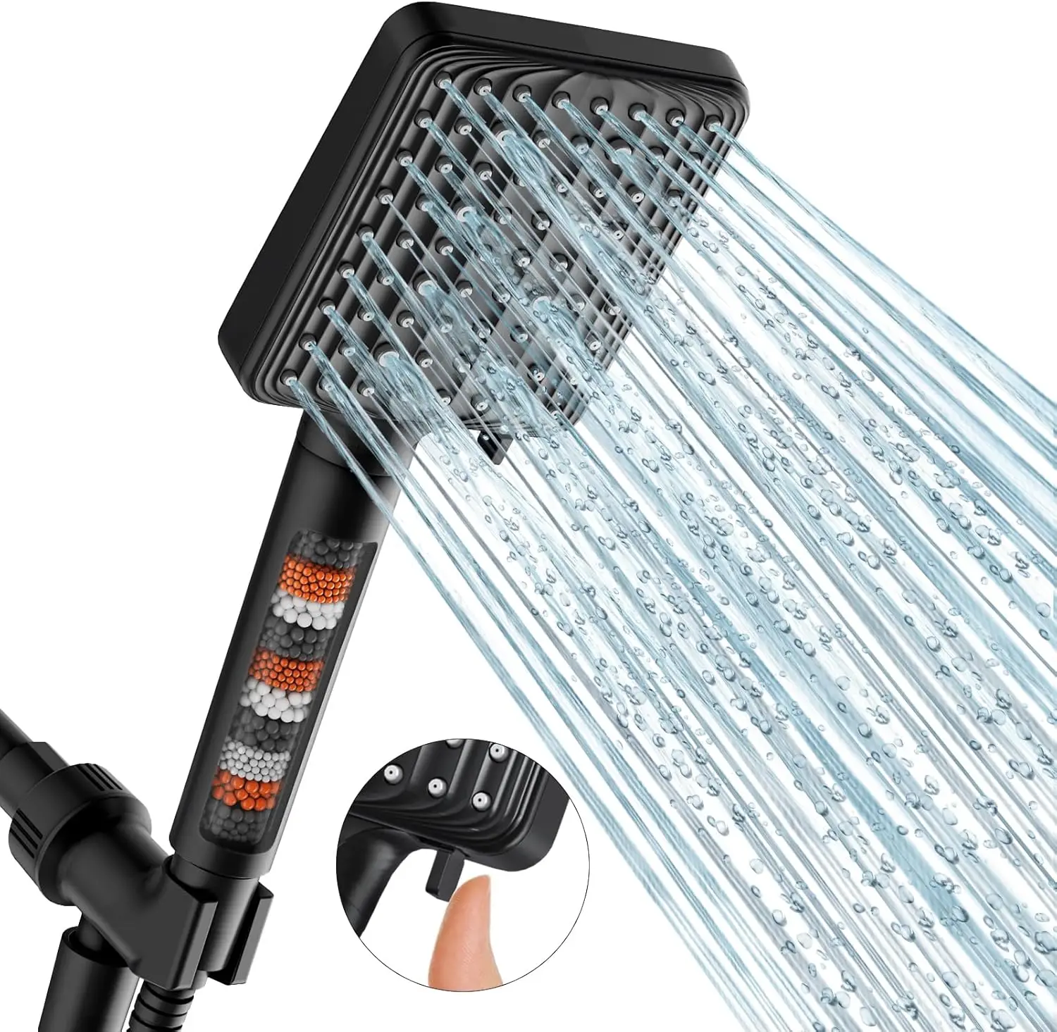 

Filtered Shower Head High Pressure Handheld Shower Head with Filter Mineral Beads, Detachable Handheld Showerhead Set