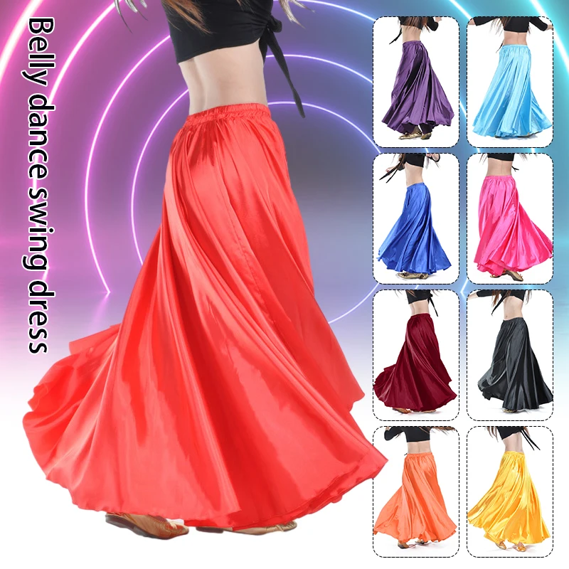 

Women Belly Dance Skirt Satin Big Swing Dancing Skirt Arabic Dance Skirt Practice Stage Performance Show Belly Dance Costume