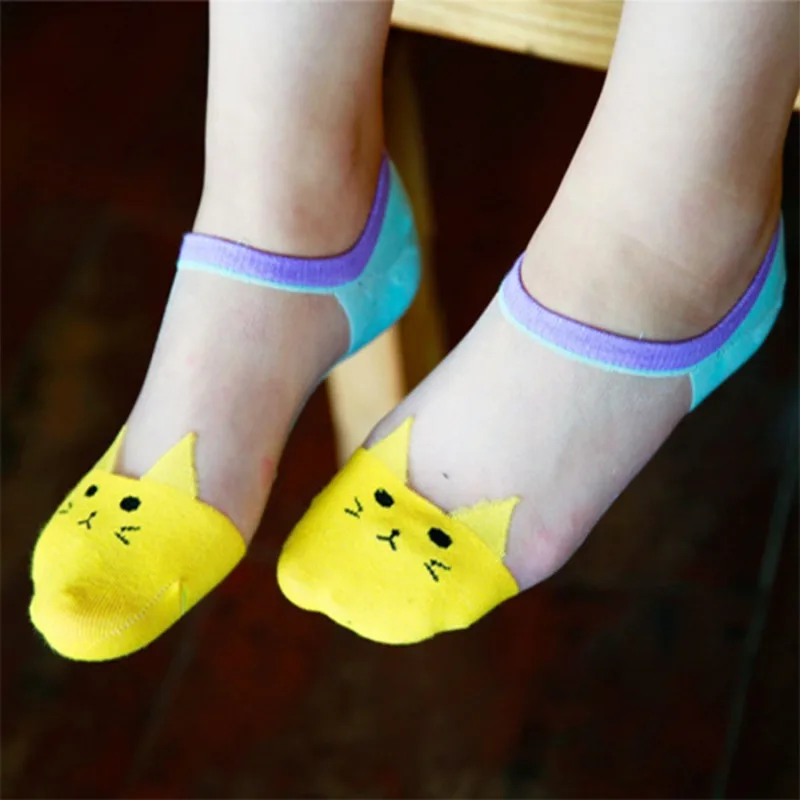 Cartoon Boat Socks Women's Invisible Glass Silk