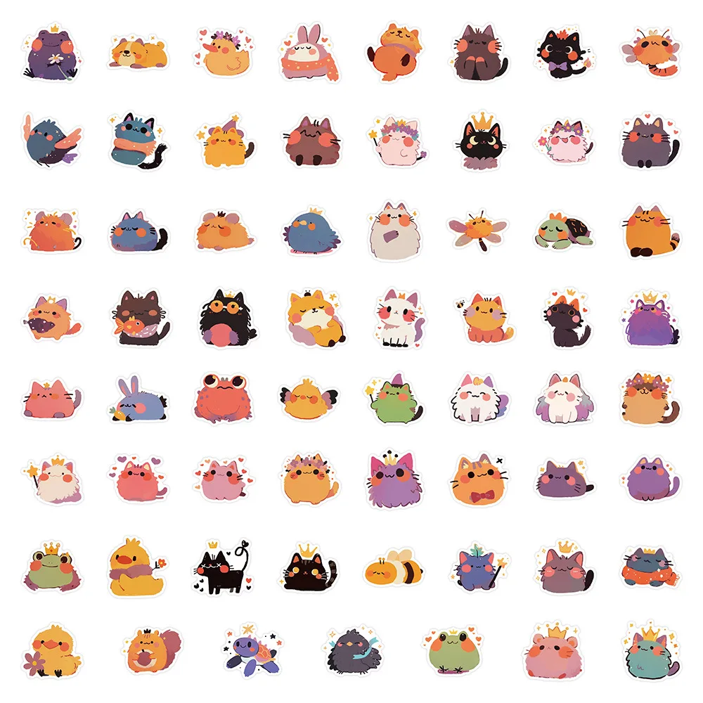 10/63PCS Kawaii Animal Sticker Funny Chicken Frog Cartoon Graffiti Decal Toy DIY Refrigerator Scrapbook Phone Case Water Cup