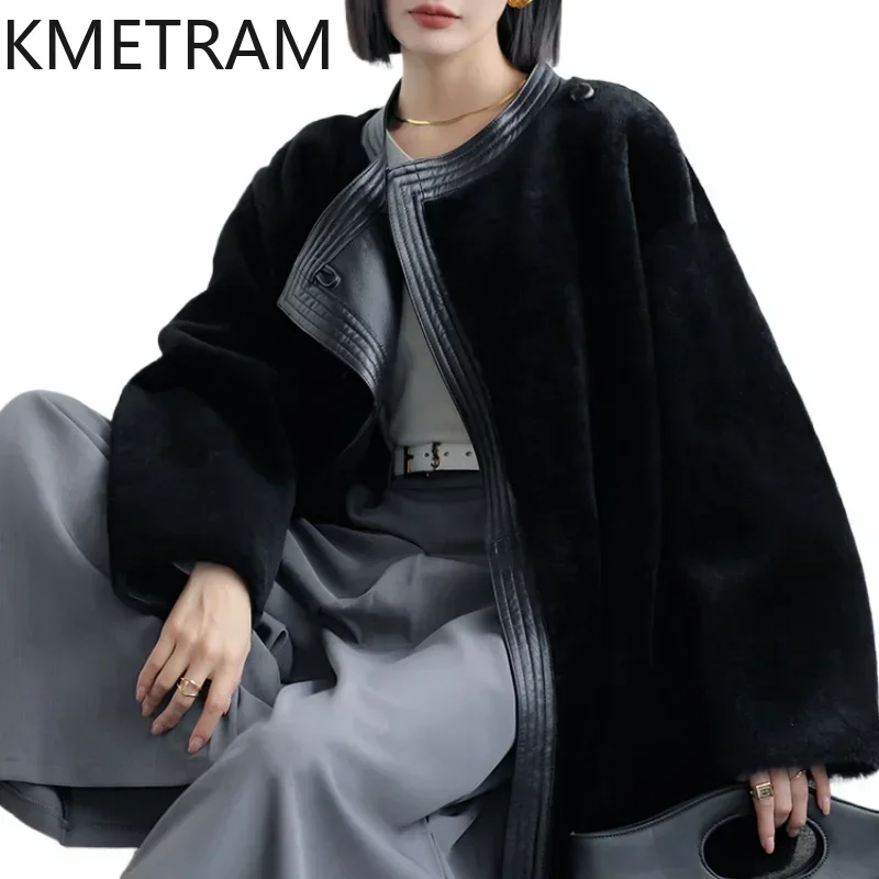 Natural Merino Wool Sheepskin Fur Jacket Black Double Faced Fur Coat Women 2024 Winter Clothes Woman New in Outerwears шуба