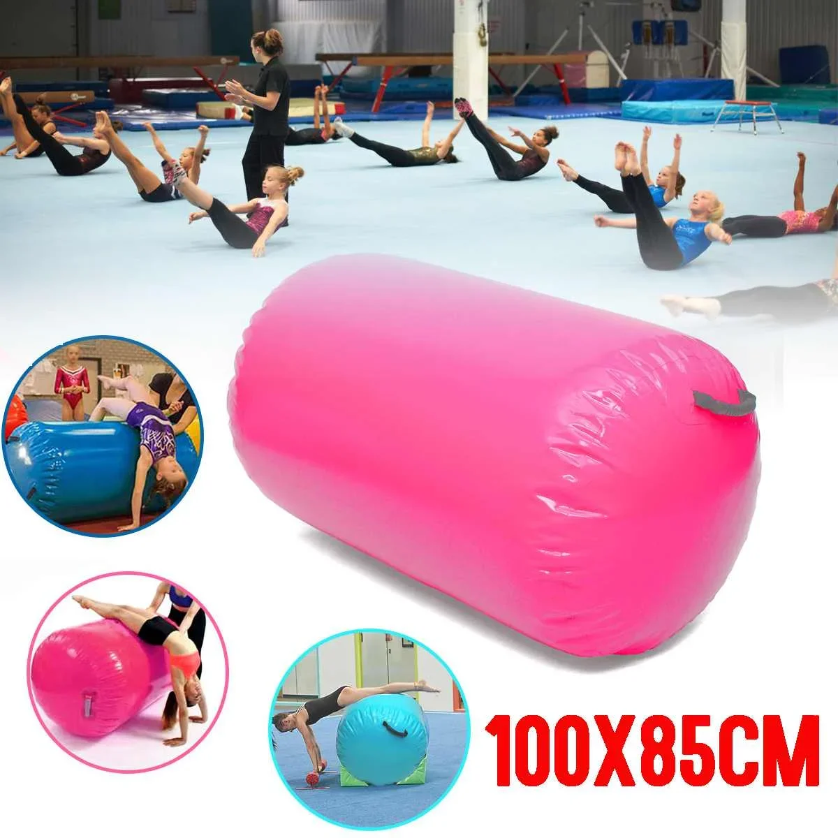 3 Colors 100x85cm   Inflatable Gymnastics Gym Air Mat Floor Gymnastics Exercise Inverted Round Column Tumbling Mat