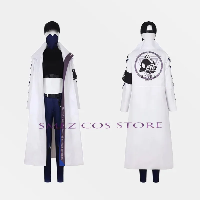 CyGame Blue Archive Jomae Saori Cosplay Costume Woman White Trench Hat Uniform Suit Halloween Saori Outfit Wig for Girl gift