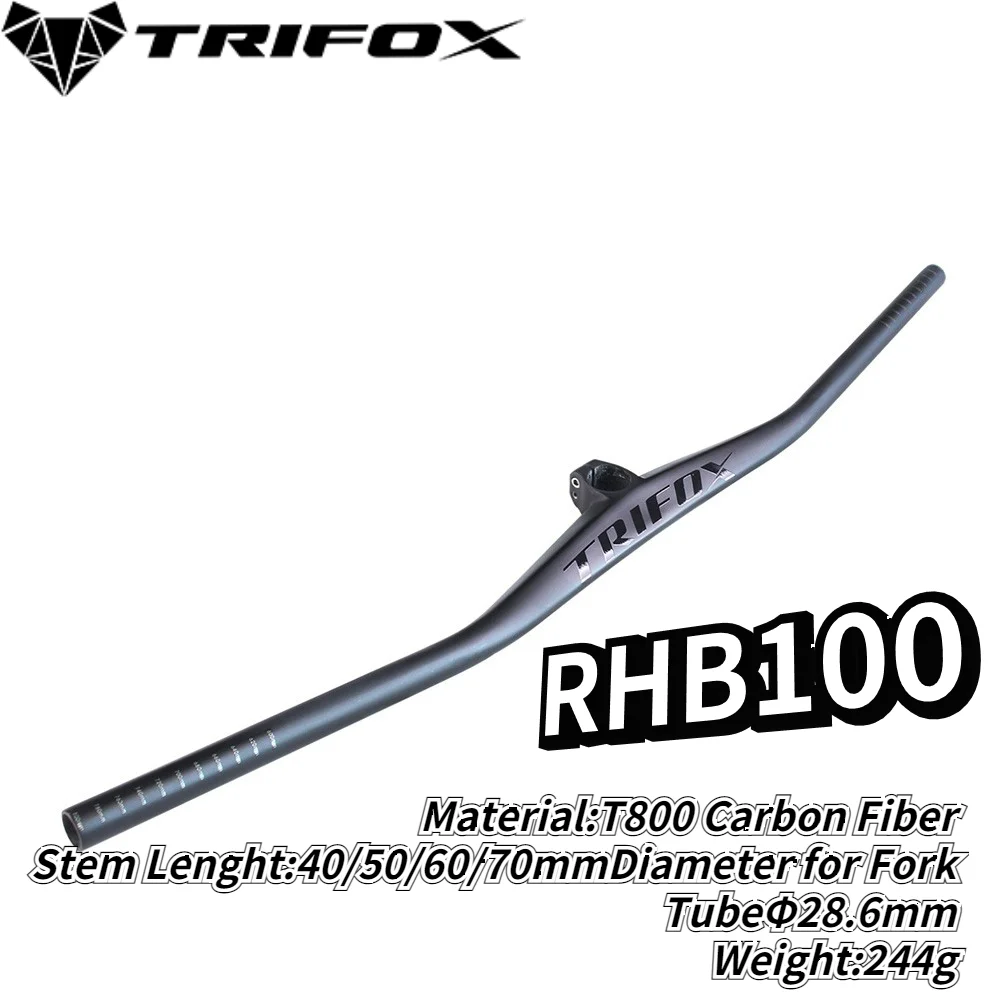 TRIFOX MTB Integrated Handlebar Carbon Integrated Handlebar RHB100 Stem Lenght 40/50/60/70mm for Mountain Bike Accessories