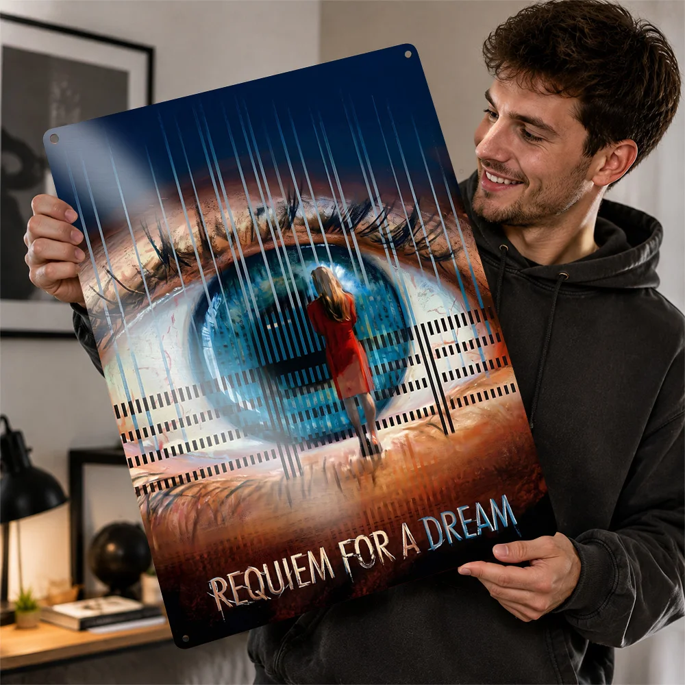 Requiem For A Dream Piano Eye Printed Poster Personalized Aluminum Metal Sign Award Film Style Wall Art Enhances Cinema Lounge