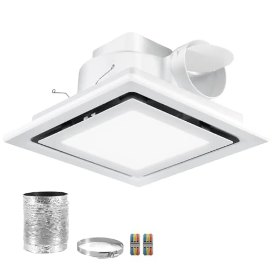 

Bathroom Exhaust Fan with Light 110CFM Vent Fan with Light 15W 6000K Quiet Bathroom Vent Fan with Lever Wire ConnectorsandDuct