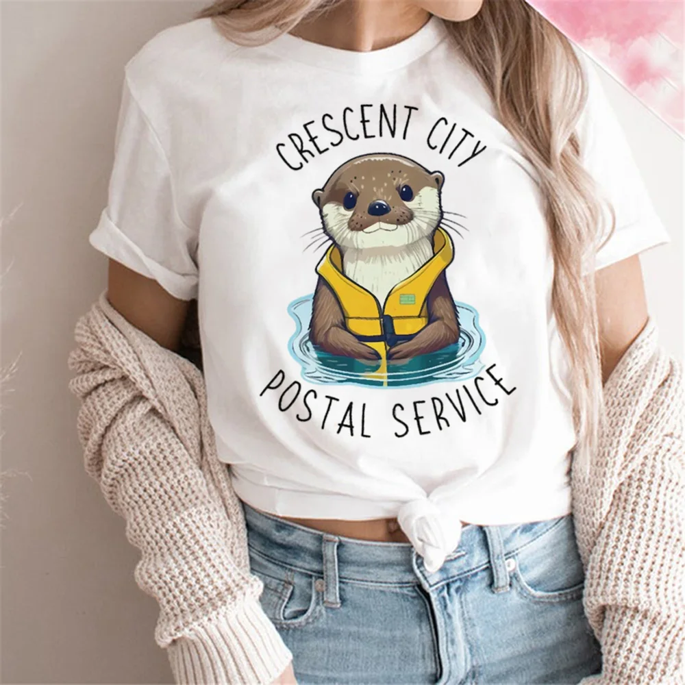 Otters tshirt women Y2K streetwear summer top girl graphic 2000s Japanese clothing