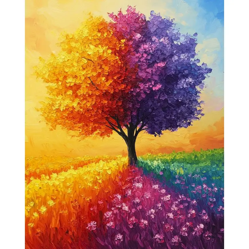 

GATYZTORY Frame DIY Painting By Numbers Kits Colorful Tree Picture Figure Painting Acrylic Paint By Numbers Wall Art Picture Art