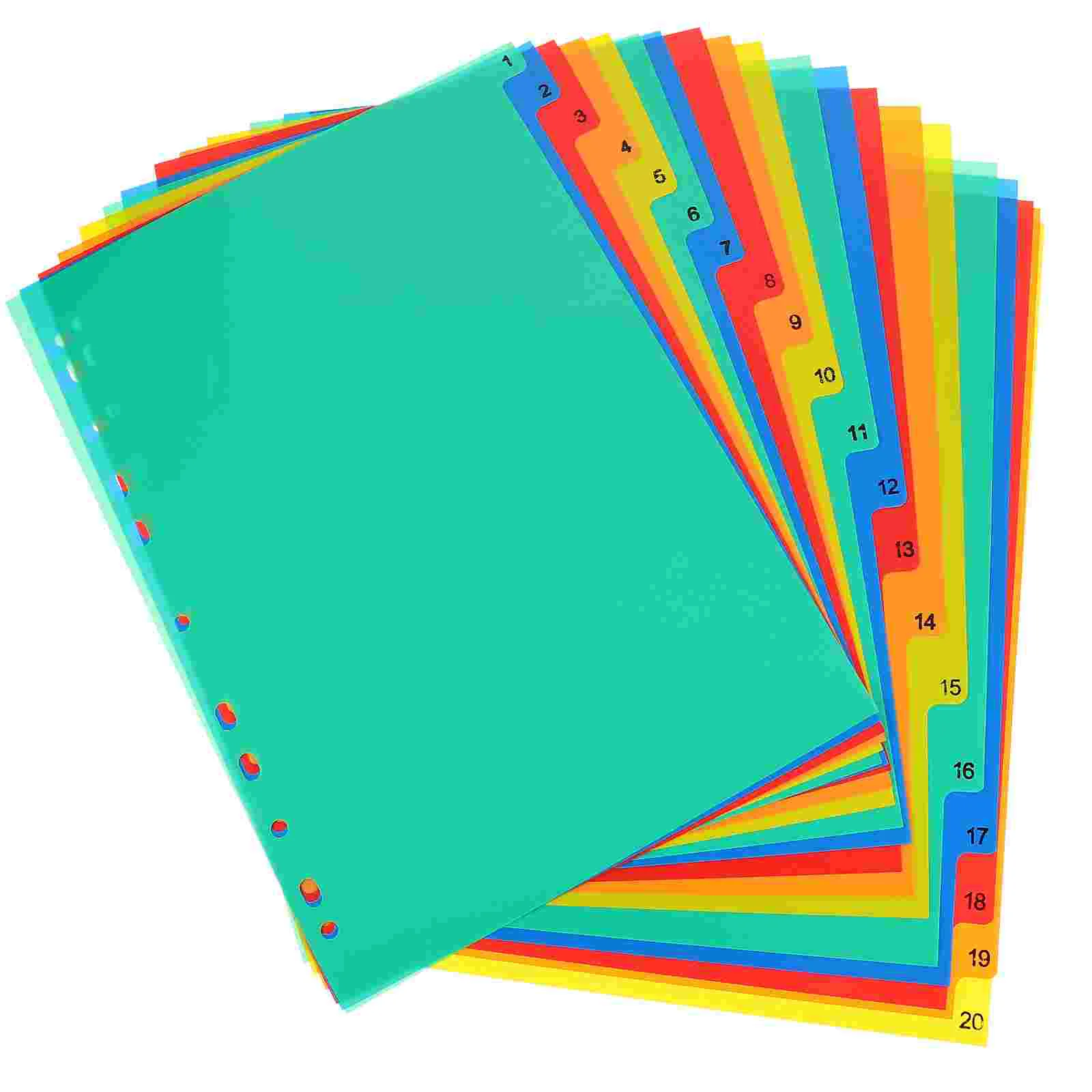 20 Pcs A4 Separated Loose Leaf Notebook Index Dividers Page For Binder Cassette Punched Pp File