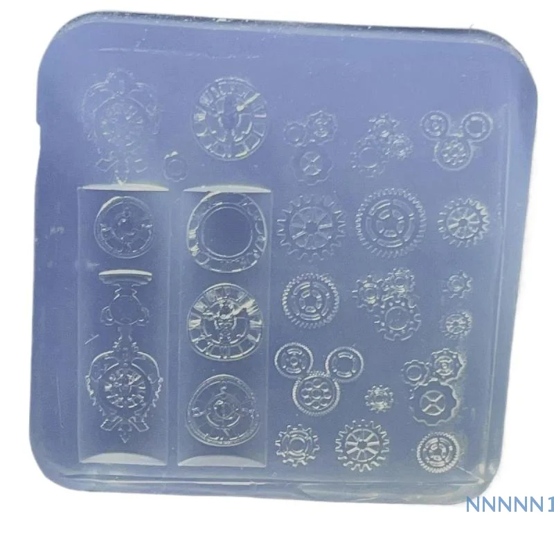 Moule 3D avancé en Silicone pour Nail Art, conception d'engrenages d'horloge, outil de manucure à breloques DIY
