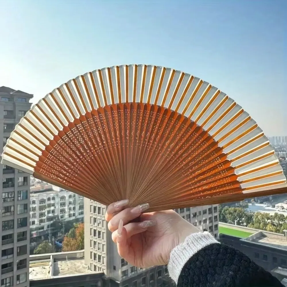 Ancient Style Chinese Style Bamboo Folding Fan Portable Summer Dance Folding Fan Simple Elegant Handheld Fan for Cheongsam Dress