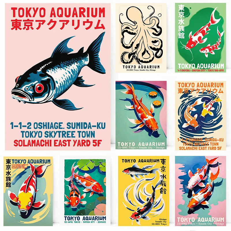 Aquarium Fish Poster - Modern Tokyo Aquarium Exhibition Posters Japanese
