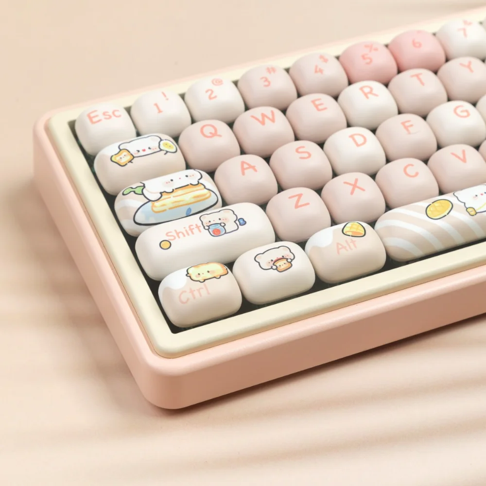 Imagem -04 - Keycap Conjunto para Teclado Mecânico Bread Bear Mog Pbt 146 Chaves 7u Split Space mx Switch 60 84 90 104 108 Layout