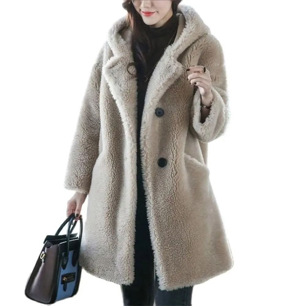 Cappotto lungo in pelliccia sintetica da donna in peluche caldo Teddy Jacket femminile Teddy Coat Ladies Outwear autunno inverno