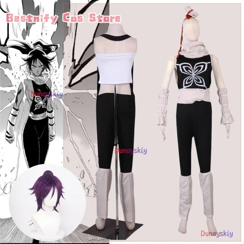 

CosplayAnime Shihouin Yoruichi Cosplay 코스프레 s Wig Soi Fon Black Jumpsuits Uniform Scarf Wig Woman Sexy Carnival Halloween Suit